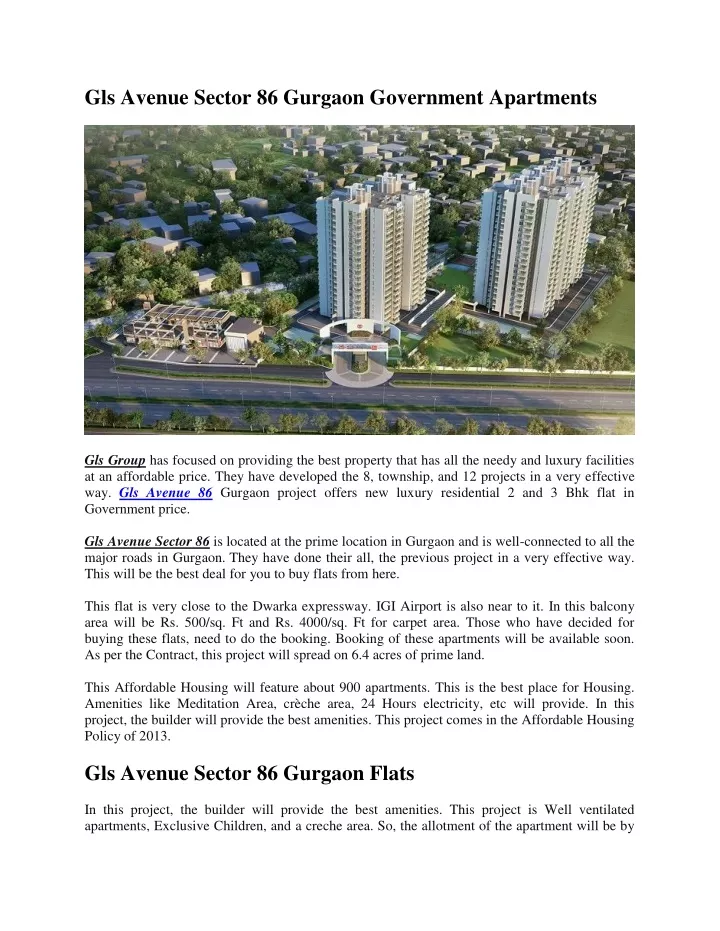 gls avenue sector 86 gurgaon government apartments