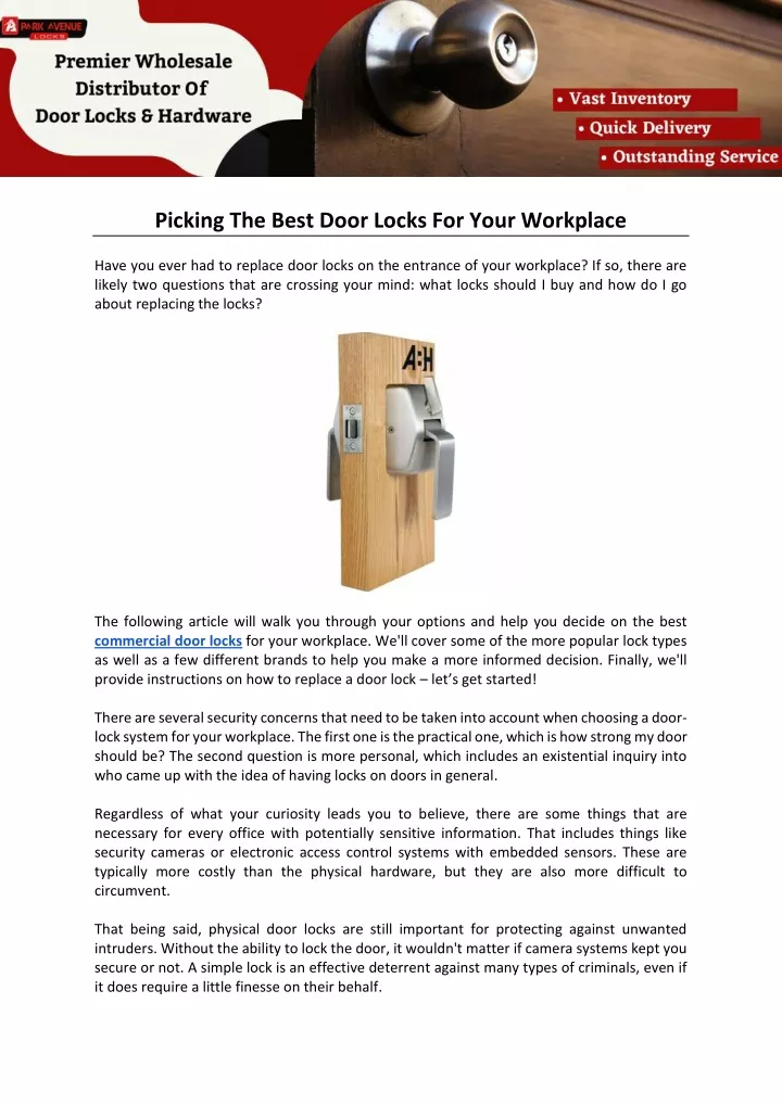 picking the best door locks for your workplace