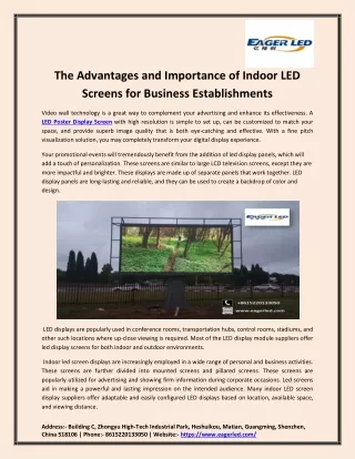 The Advantages and Importance of Indoor LED Screens for Business Establishments