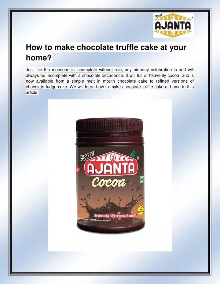 how to make chocolate truffle cake at your home