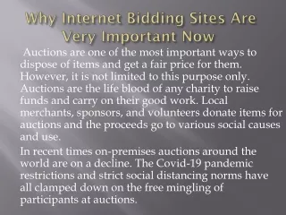 why internet bidding sites are very important now