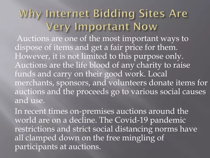 why internet bidding sites are very important now