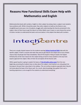 reasons how functional skills exam help with