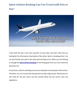 spirit airlines booking can you travel with pets