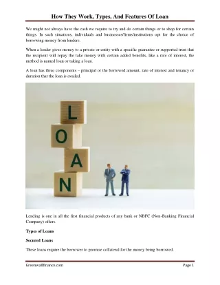 how they work types and features of loan