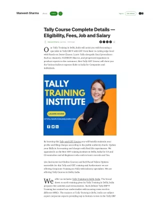 Tally Course Complete Details – Eligibility, Fees, Job and Salary