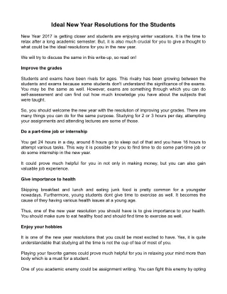ideal new year resolutions for the students