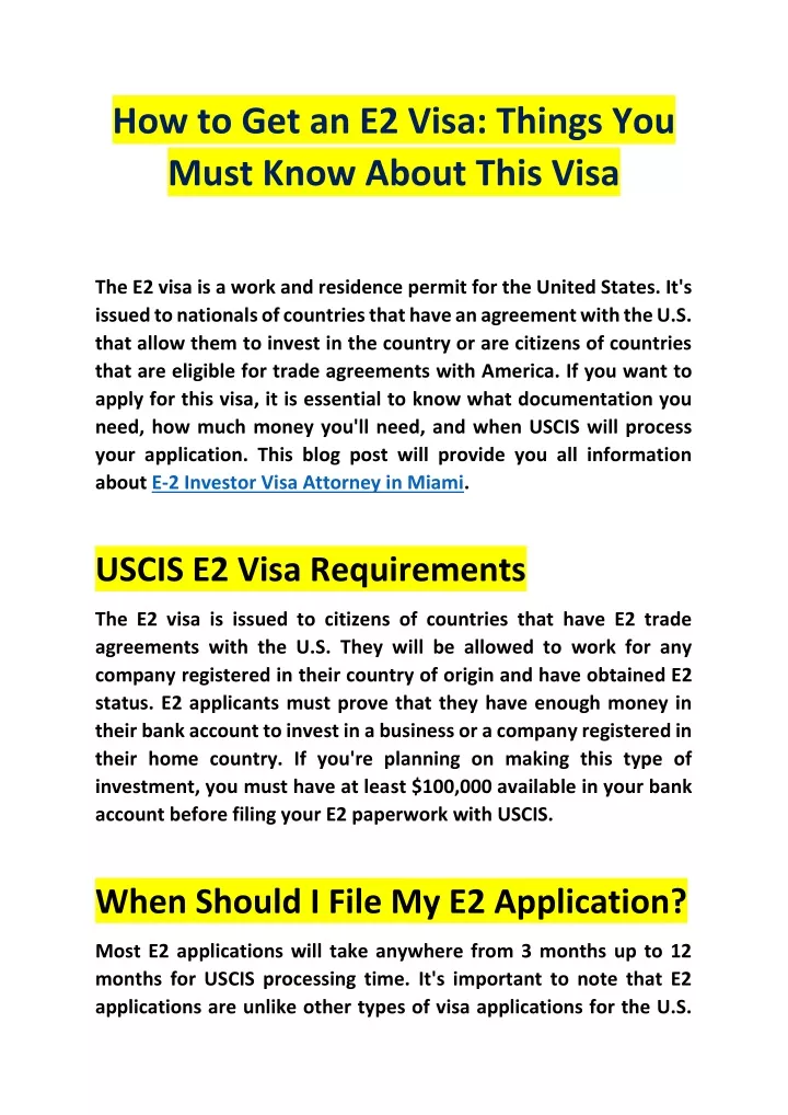 how to get an e2 visa things you must know about