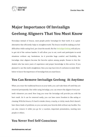 Major Importance Of Invisalign Geelong Aligners That You Must Know