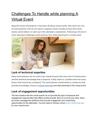 Challenges To Handle while planning A Virtual Event