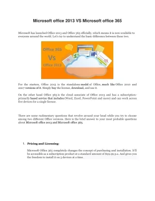 Microsoft office 2013 VS Microsoft office 365