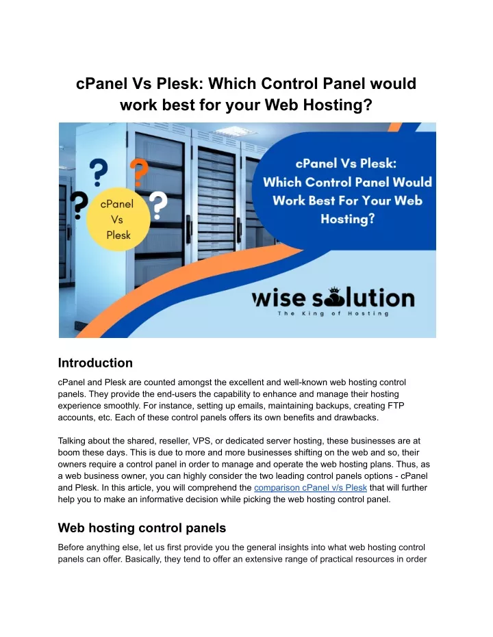 cpanel vs plesk which control panel would work