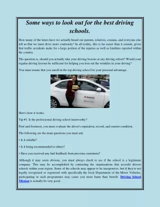 Some ways to look out for the best driving schools