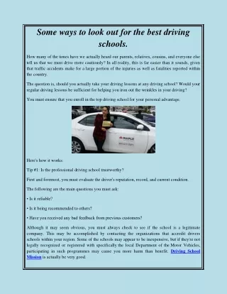 some ways to look out for the best driving schools