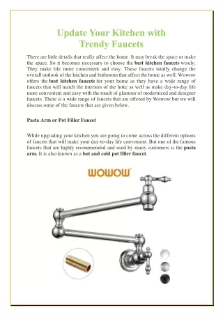 Update Your Kitchen With Trendy Faucets