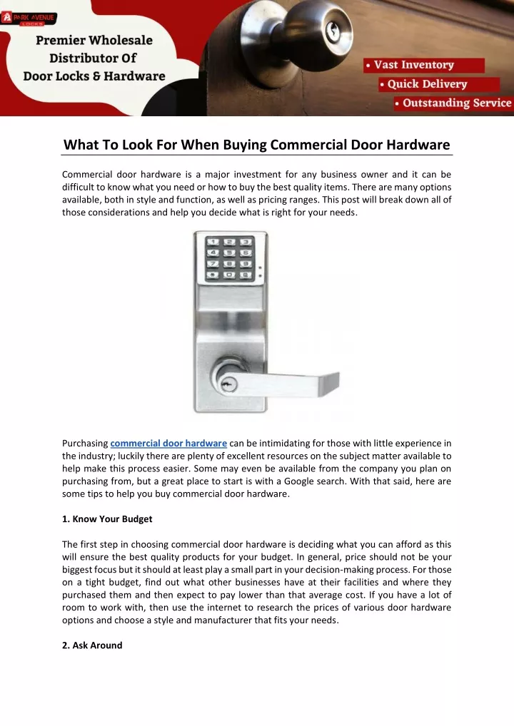 what to look for when buying commercial door