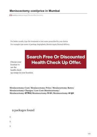 meniscectomy cost price in mumbai