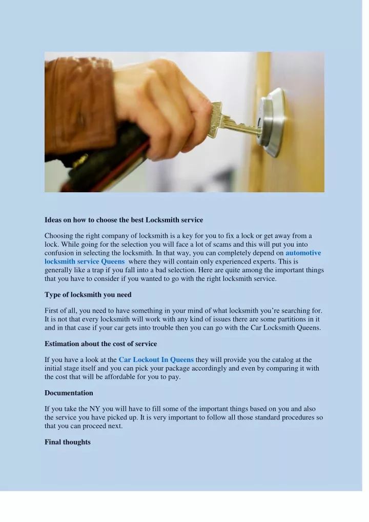 ideas on how to choose the best locksmith service