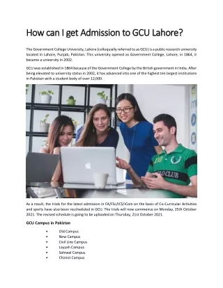 How can I get Admission in GCU Lahore