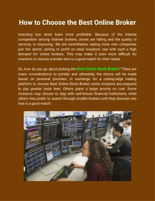 How to Choose the Best Online Broker