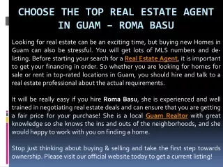 Choose the top Real Estate Agent in Guam – Roma Basu