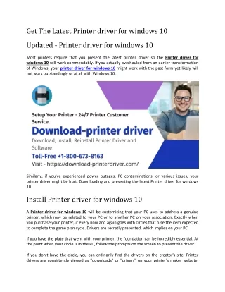 Get The Latest Printer driver for windows 10