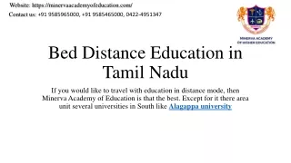 Bed Distance Education in Tamil Nadu