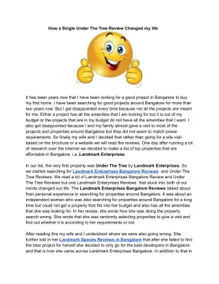 How a single Under The Tree Review changed my life (2)