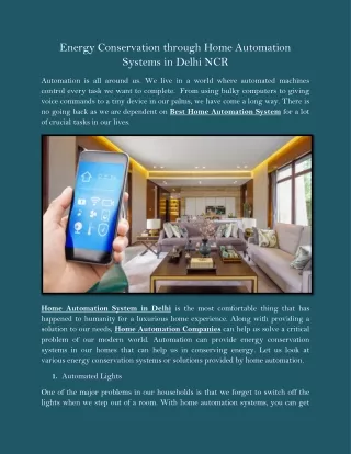energy conservation through home automation