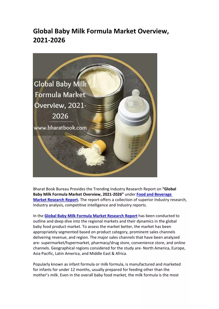 global baby milk formula market overview 2021 2026