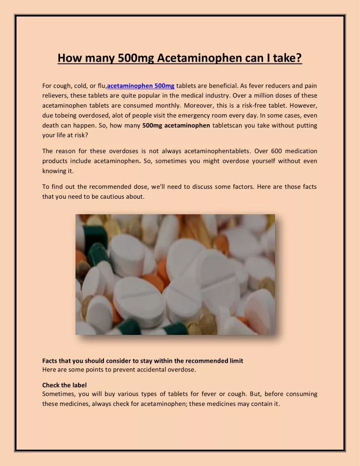 how many 500mg acetaminophen can i take