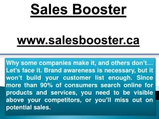 Sales Booster Offer Lead Generation Services To Clients