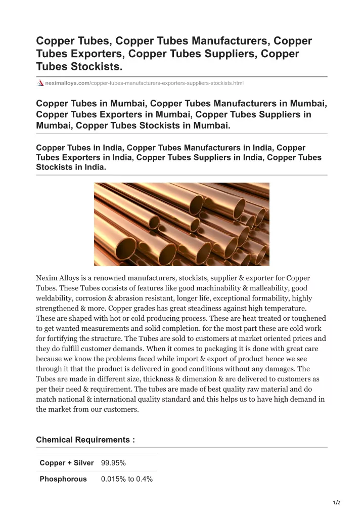 copper tubes copper tubes manufacturers copper