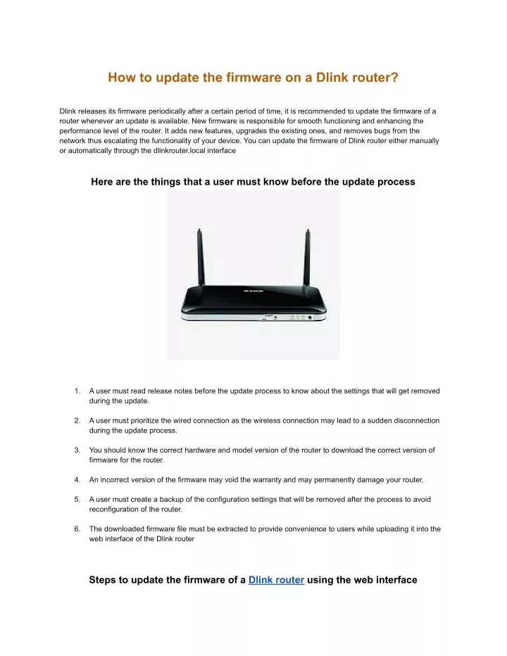 how to update the firmware on a dlink router