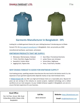 Garments manufacturer in Bangladesh - DFL