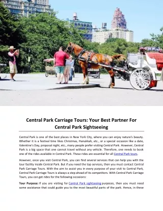 Central Park Carriage Tours Your Best Partner For Central Park Sightseeing