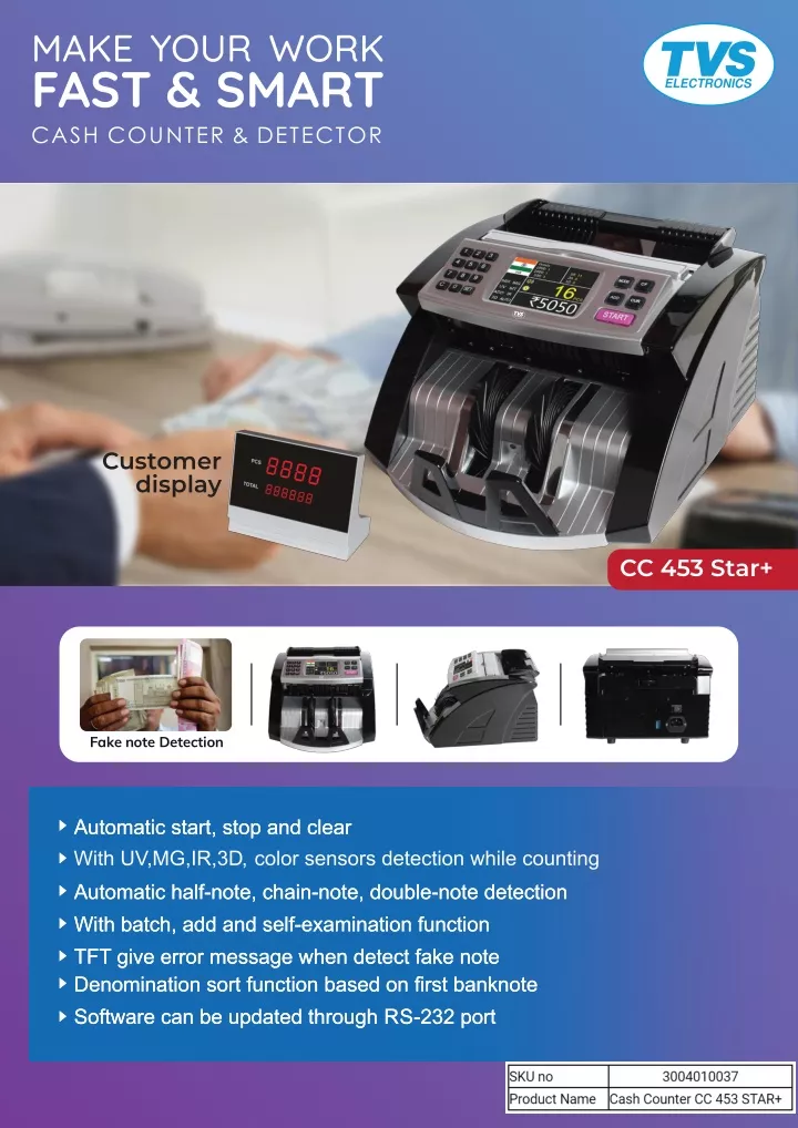 make your work fast smart counter detector cash