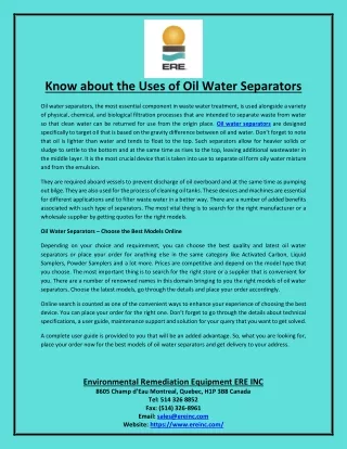 know about the uses of oil water separators