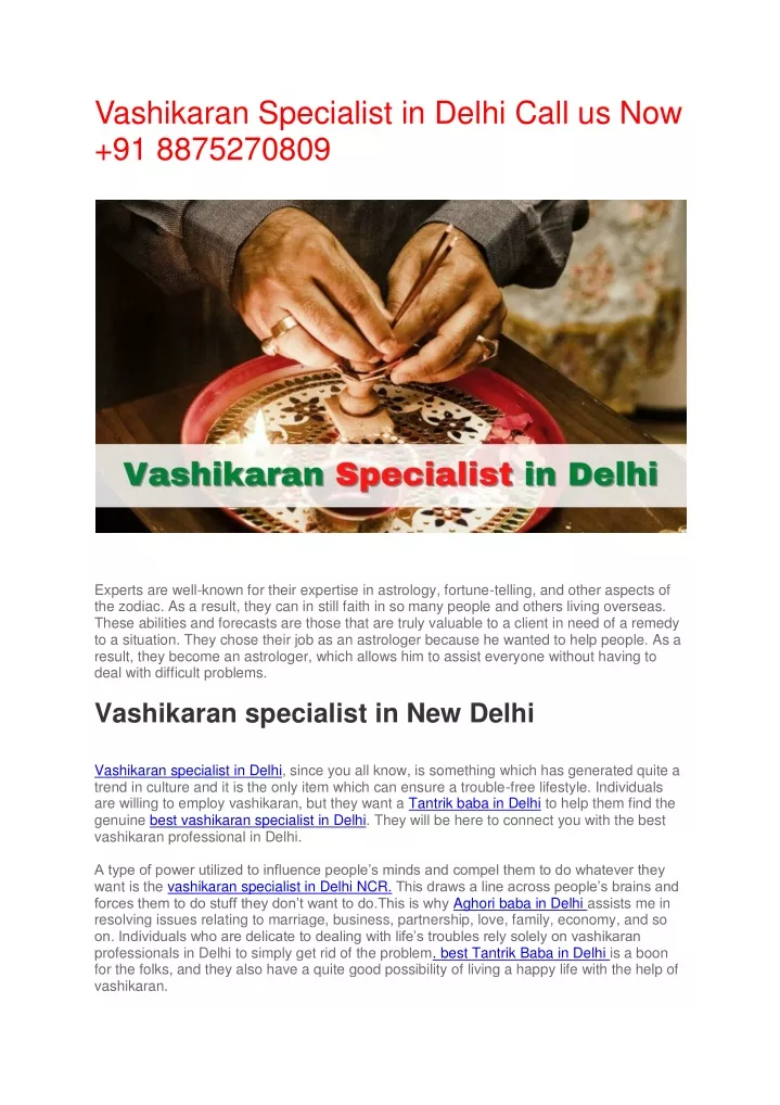 vashikaran specialist in delhi call