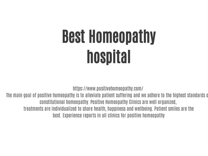 best homeopathy hospital