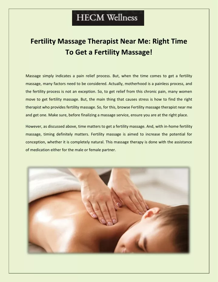 fertility massage therapist near me right time