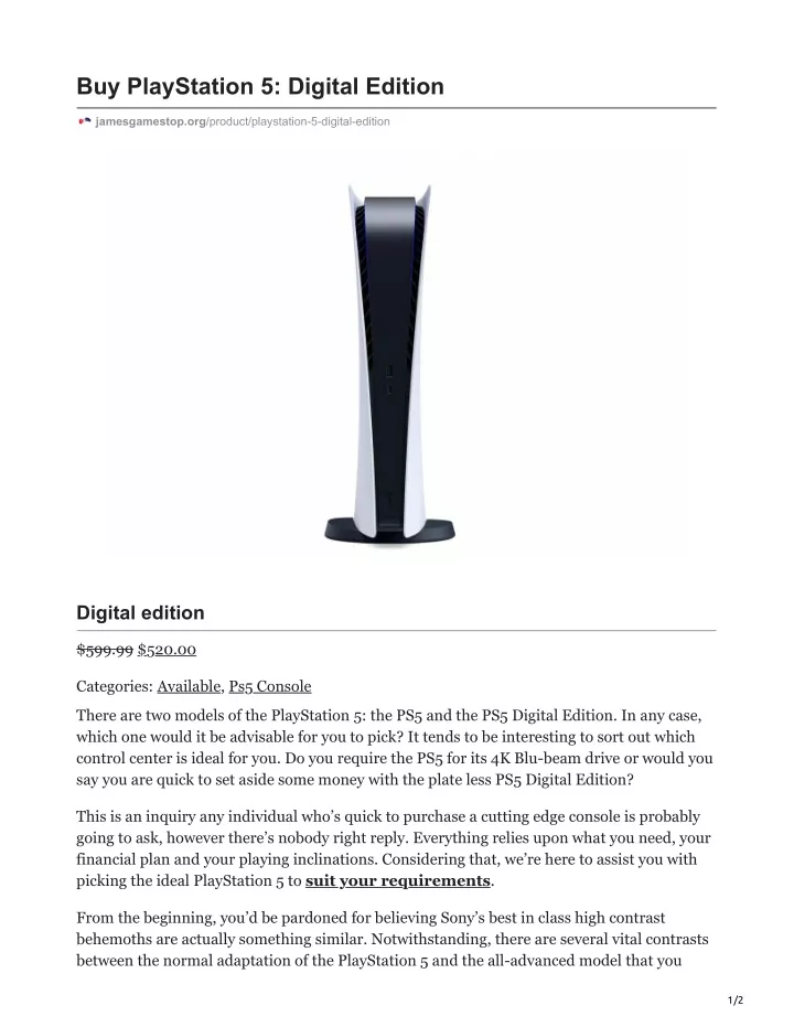buy playstation 5 digital edition