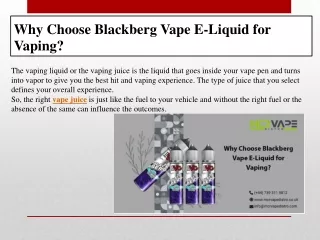 Why Choose Blackberg Vape E-Liquid for Vaping