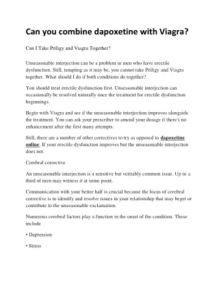 can you combine dapoxetine with viagra