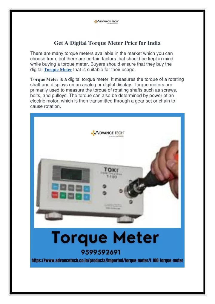 get a digital torque meter price for india