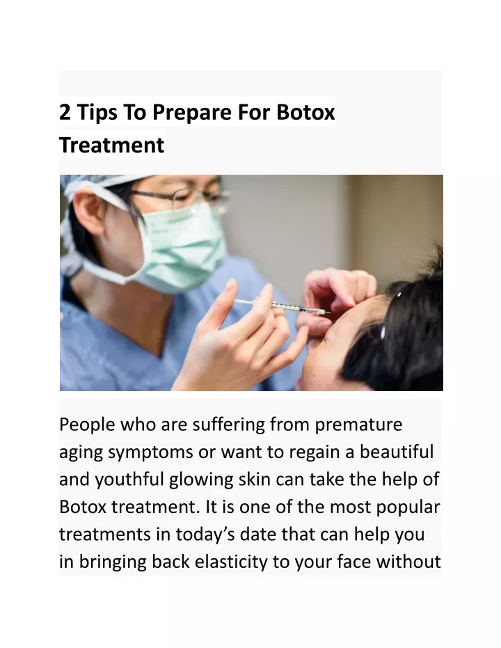 2 tips to prepare for botox treatment