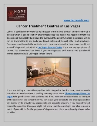 Cancer Treatment Centres in Las Vegas