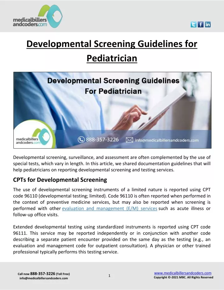 developmental screening guidelines