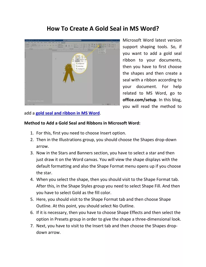 how to create a gold seal in ms word