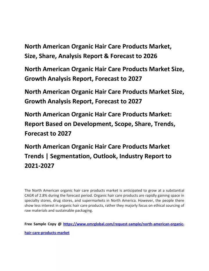 north american organic hair care products market
